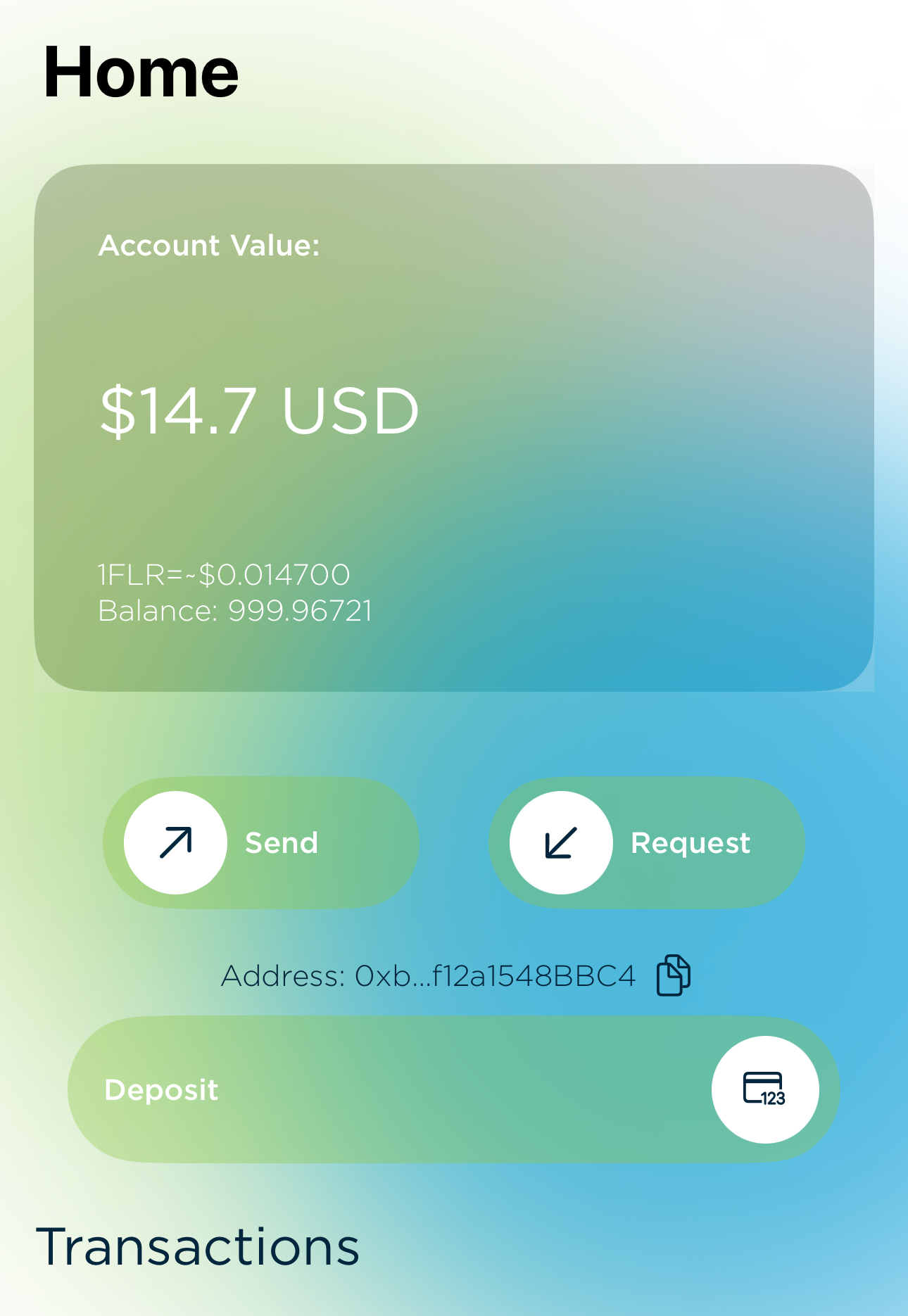 Screenshot of the app homepage